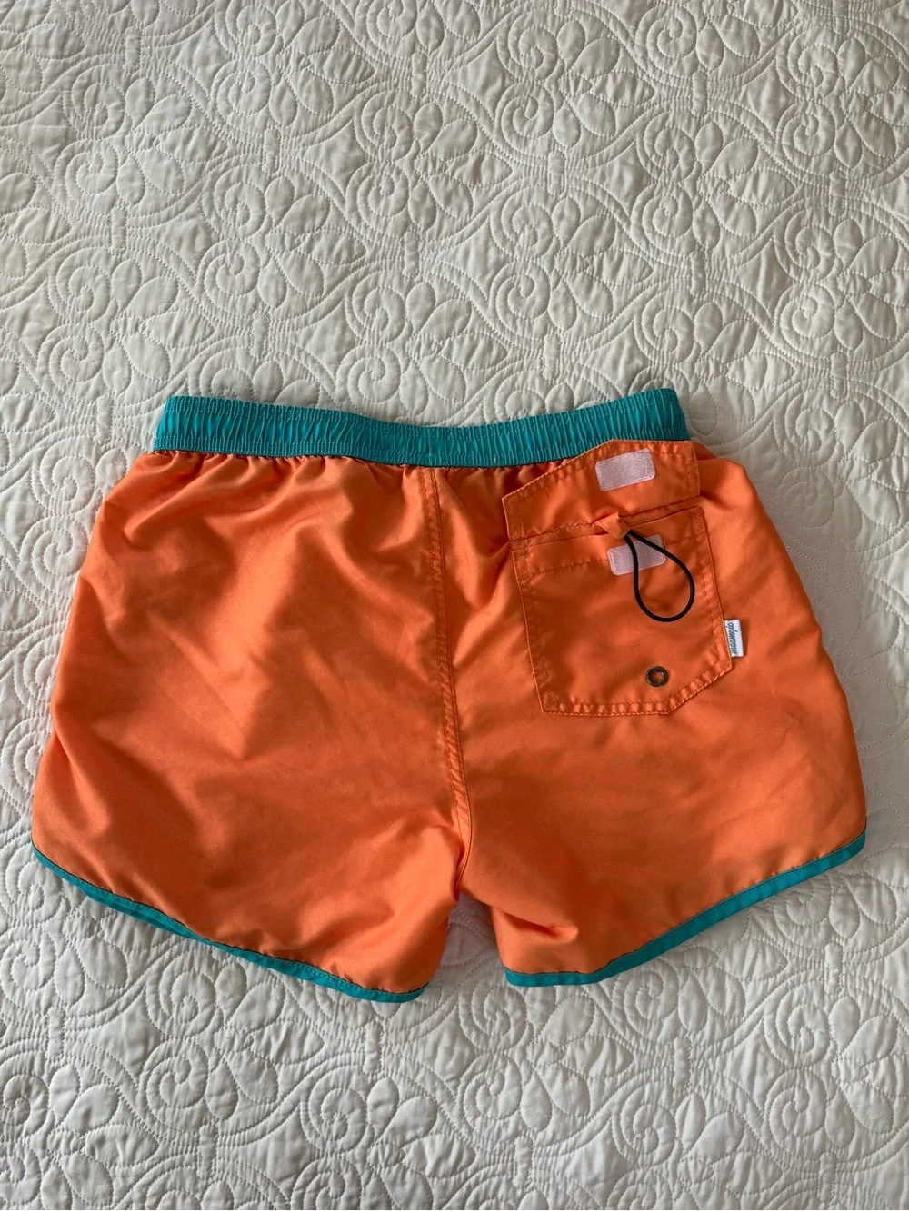 Maamgic Men's Orange Athletic Swim Shorts with Teal Trim